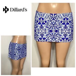 New. Dillard blue and white floral swim skirt.